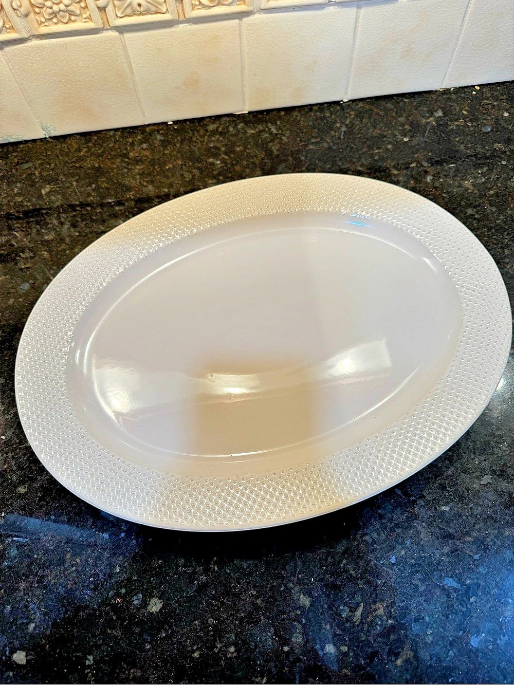 West Elm Textured Stoneware Medium Oval Platter White